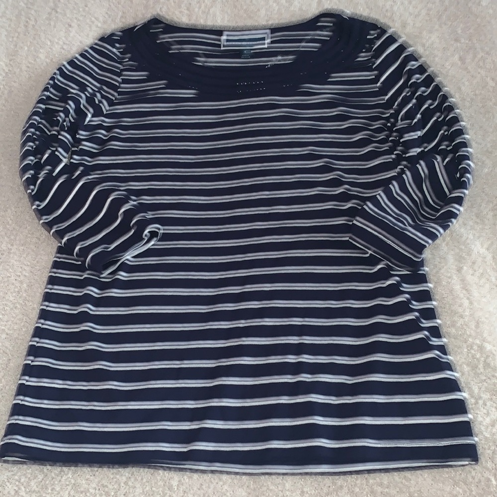 Never been worn Karen Scott Navy and white striped shirt